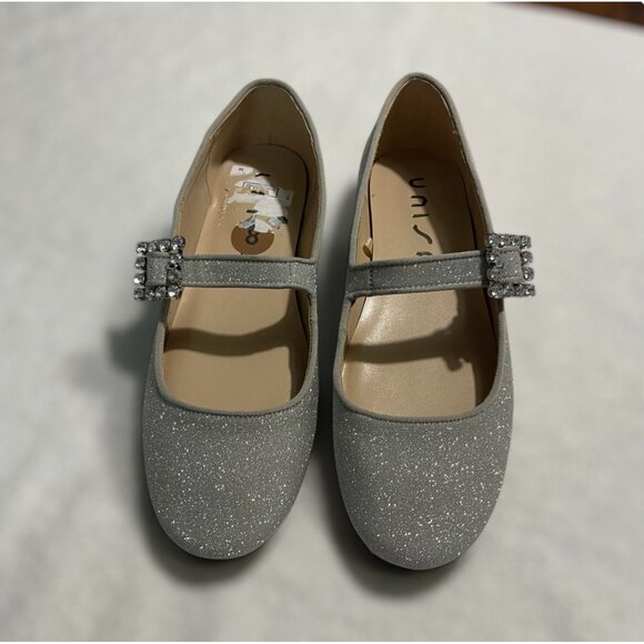 Unisa Womens Glitter Mary Jane Flats Size 8 Silver With Rhinestone Buckle - Picture 7 of 9